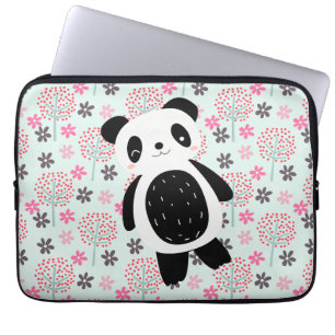 Capa Para Notebook Árvores, Flores e Ursos de Panda