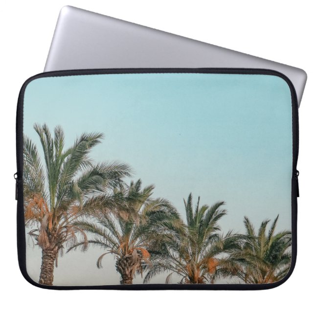 CAPA PARA NOTEBOOK ÁRVORES VERDE PALM SOB PELE AZUL (Frente)