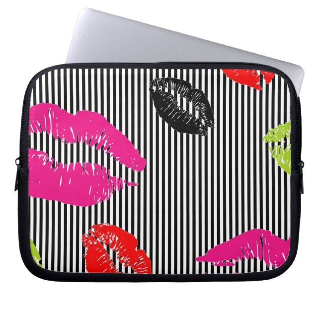 Capa Para Notebook As bolsas de laptop dos lábios de Stripey (Frente)