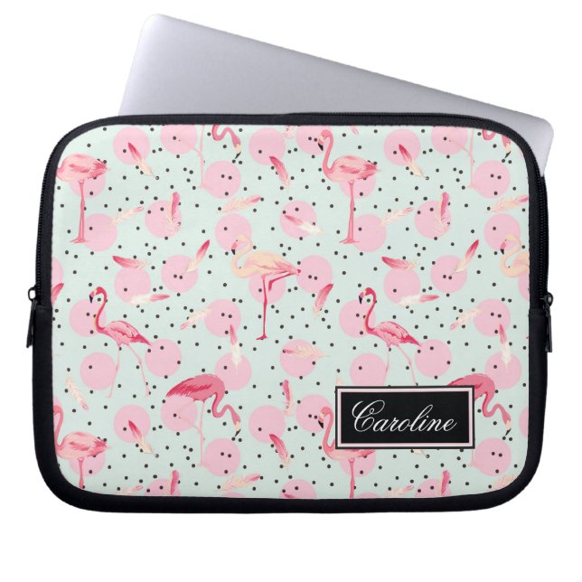 Capa Para Notebook As penas do flamingo em bolinhas | adicionam seu (Frente)