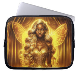 Capa Para Notebook Asas espumantes elegantes de fadas ouros entonadas