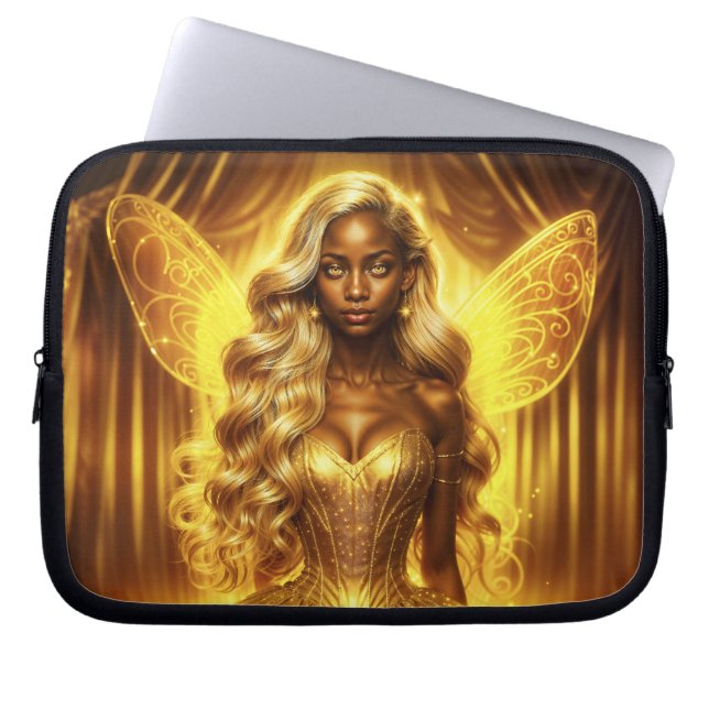 Capa Para Notebook Asas espumantes elegantes de fadas ouros entonadas (Frente)