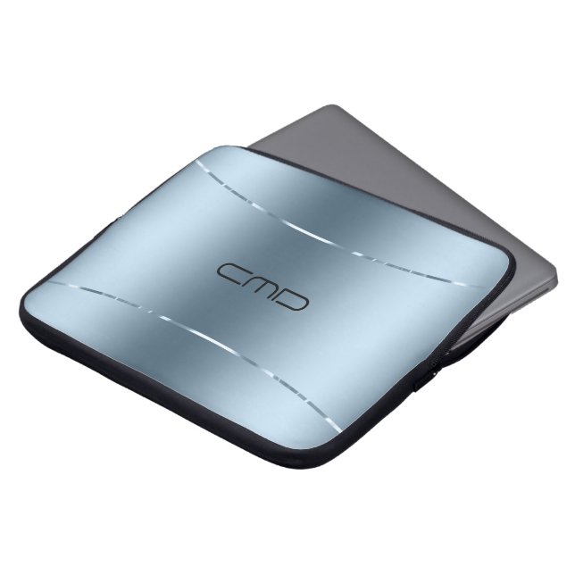 Capa Para Notebook Aspecto de aço inoxidável azul metálico moderno (Frente Topo)