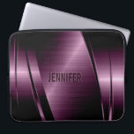 Capa Para Notebook Aspecto de alumínio com púrpura esfregada, de cor<br><div class="desc">Design metálico roxo escuro com aspecto de alumínio escovado com monograma personalizável Isto não é um metal,  mas uma imagem que parece metálica.</div>