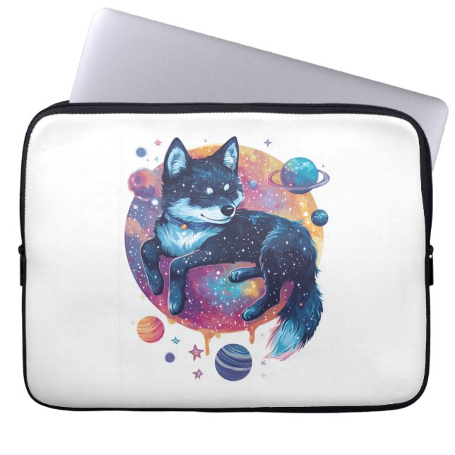 Capa Para Notebook Astral Akita - Cachorro Espacial Cósmico (Frente)