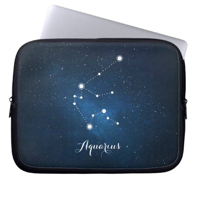 Capa Para Notebook Astrologia Azul Nebula Aquário Símbolo Zodiac Aquá (Frente)
