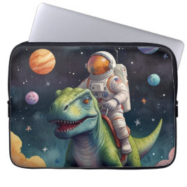 Capa Para Notebook Astronaut on Dino in Space