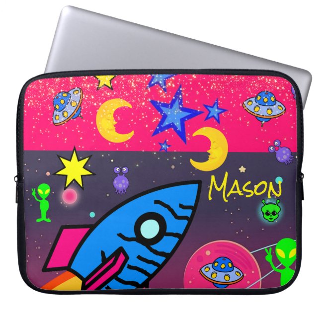 Capa Para Notebook Astronauta dos Aliens Espaciais da bolsa de laptop (Frente)