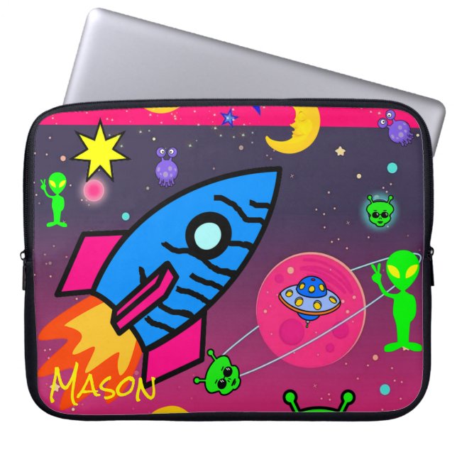 Capa Para Notebook Astronauta dos Aliens Espaciais da bolsa de laptop (Frente)