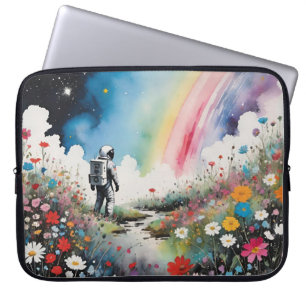 Capa Para Notebook Astronauta Solitário em um Planeta Florido com Arc