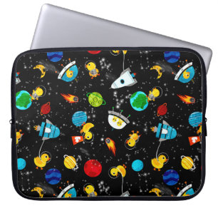 Capa Para Notebook Astronautas de Pato de Borracha Aquarela Crianças