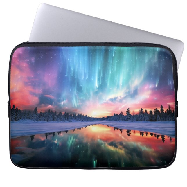 Capa Para Notebook Aurora Boreal, Luzes do Norte, (Frente)