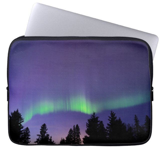 Capa Para Notebook Aurora Borealis & Árvores | Manitoba, Canadá (Frente)