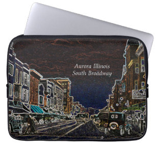 Capa Para Notebook Aurora Illinois South Broadway Neon Art 1920