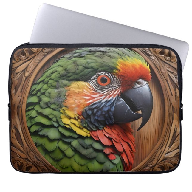Capa Para Notebook Aussie Spirit: Um Lorikeet Empoleirado Em Madeira  (Frente)