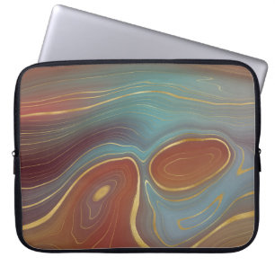 Capa Para Notebook Autumn Strata   Terra Cotta Teal e Agate Dourado