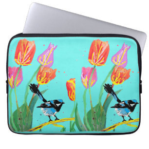 Capa Para Notebook Aves australianas abstrato Blue Wren