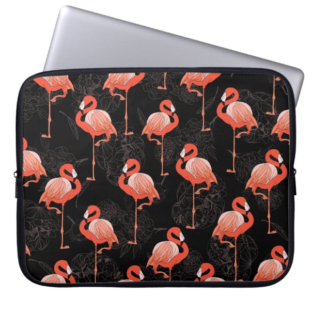 Capa Para Notebook Aves Flamingos: Design de têxteis de vindima (Frente)