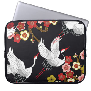 Capa Para Notebook Aves Voadoras: Crane Heron Japonês.
