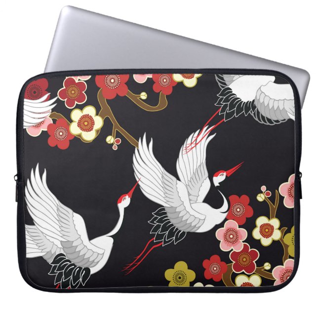 Capa Para Notebook Aves Voadoras: Crane Heron Japonês. (Frente)