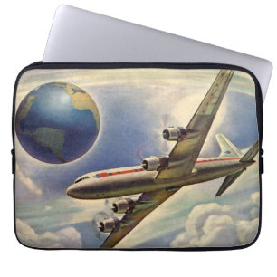 Capa Para Notebook Avião do vintage que voa em todo o mundo nas