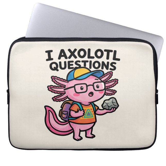 Capa Para Notebook Axolote Nerd Sarcástico Eu Faço Perguntas de Axolo (Frente)