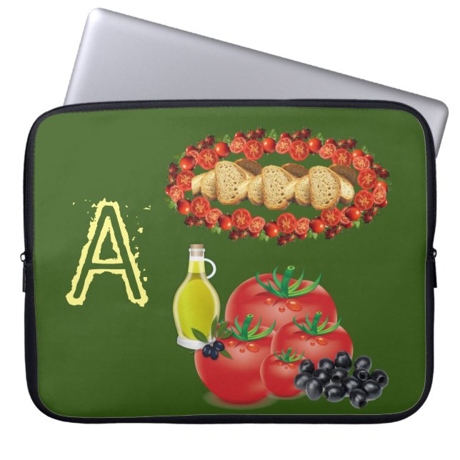 Capa Para Notebook Azeite de bolsa de laptop, Azeitonas, Pão, Tomate (Frente)