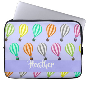 Capa Para Notebook Azul balão de ar quente de nome personalizado