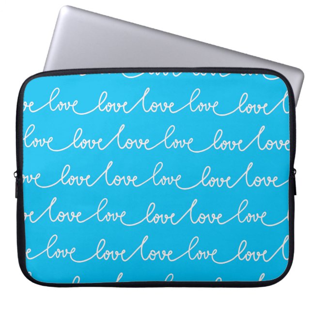 CAPA PARA NOTEBOOK AZUL BRILHO COM SCRIPT DE AMOR BRANCO (Frente)