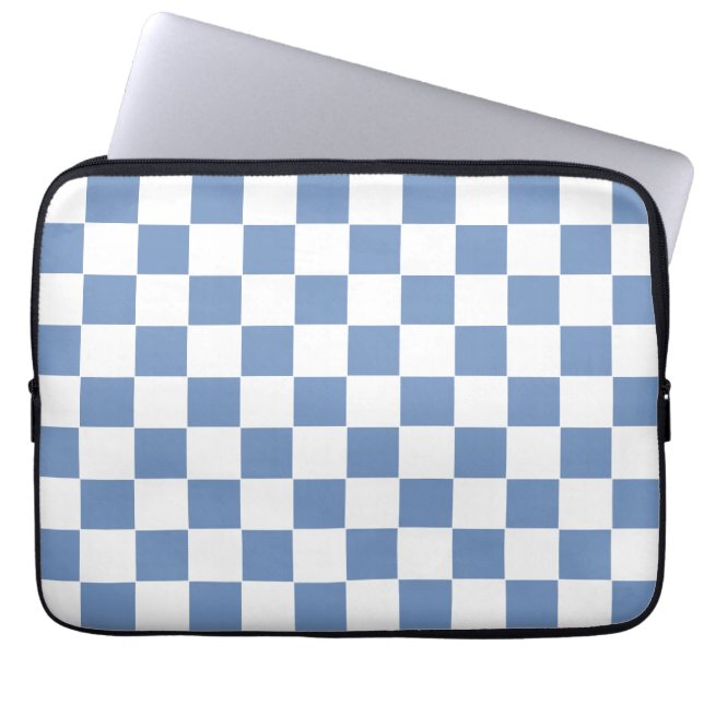 Capa Para Notebook Azul/Cinza e branco verificados (Frente)