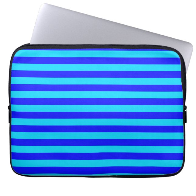 Capa Para Notebook Azul-claro e Design de faixas azuis-escuras (Frente)