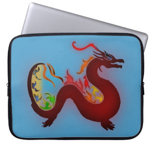Capa Para Notebook azul de dragão asiático