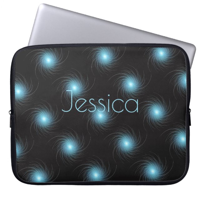 Capa Para Notebook Azul, espirais fractais (Frente)