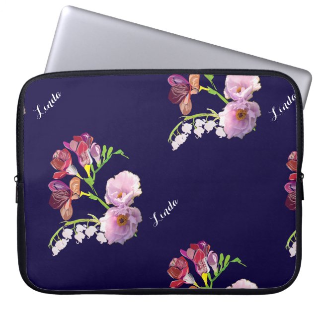 Capa Para Notebook Azul floral (Frente)