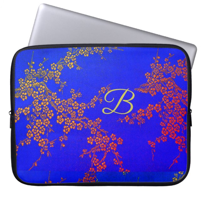 Capa Para Notebook Azul-japonês-floral floral (Frente)