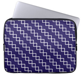 Capa Para Notebook Azul Marinho Branco Geométrico