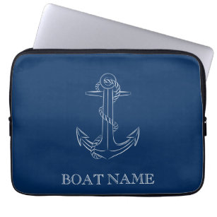 Capa Para Notebook Azul Marinho de ancoragem com espírito náutico