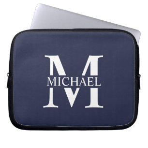 Capa Para Notebook Azul Marinho Personalizado Monograma e Nome