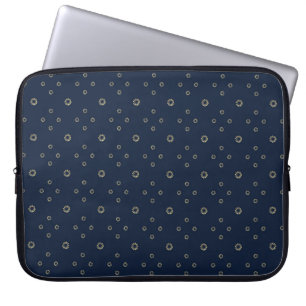Capa Para Notebook Azul Marinho   Sol de Zínia Dourada