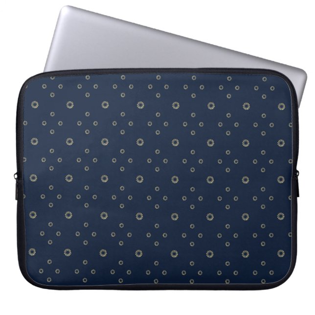 Capa Para Notebook Azul Marinho | Sol de Zínia Dourada (Frente)