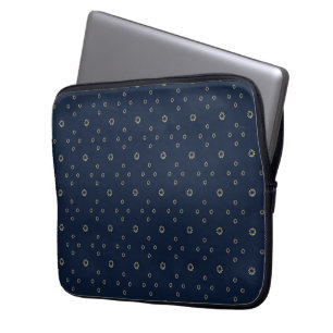 Capa Para Notebook Azul Marinho Sol de Zínia Dourada