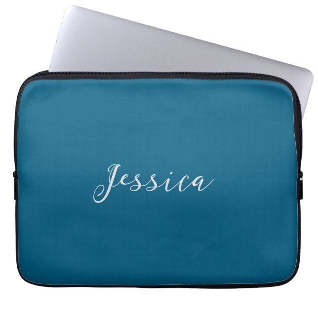 Capa Para Notebook Azul Moderno Elegante Simples Profissional Nome (Frente)