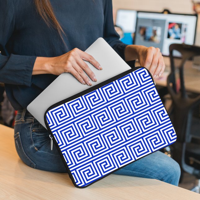 Capa Para Notebook Azul-padrão dos quadrados-chave gregos (Criador carregado)
