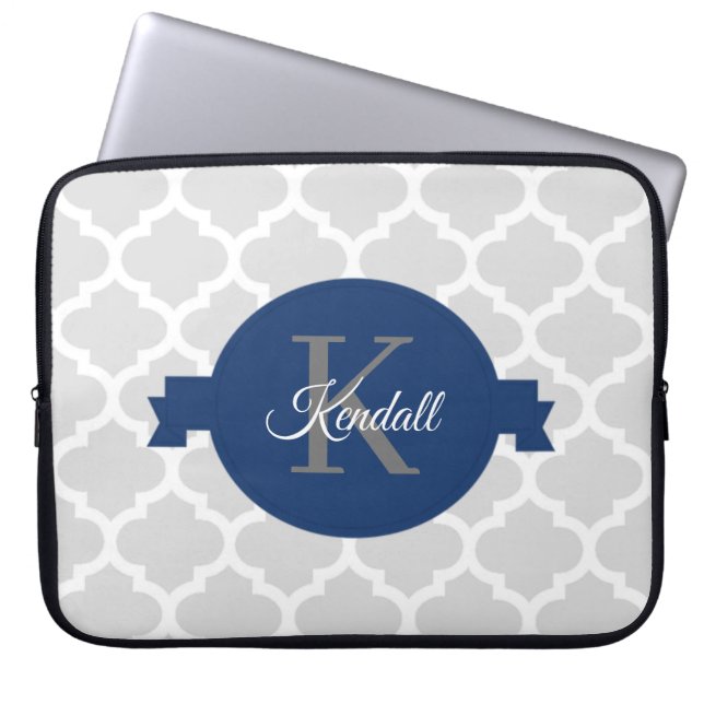 Capa Para Notebook Azul Quatrefoil Personalizado (Frente)