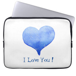 Capa Para Notebook Azul Romântico Minimalista Eu Te Amo Coração