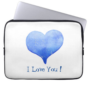 Capa Para Notebook Azul Romântico Minimalista Eu Te Amo Coração