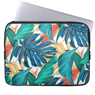 Capa Para Notebook Azul Tropical folhas amarelas