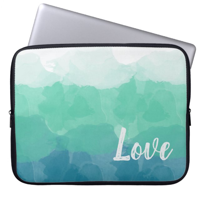 Capa Para Notebook Azul Turquesa Ombre e Gradiente de Amor Neo Mint (Frente)