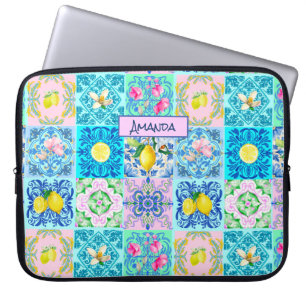 Capa Para Notebook Azulejo Amalfi, colorido da Sicília,