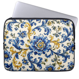 Capa Para Notebook Azulejo Azul Mediterrâneo | Cerâmica Italiana 